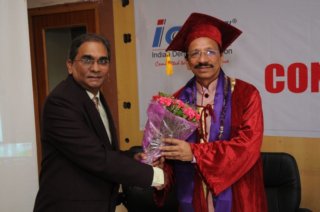Dr. Vishwas Puranik in convocation robes at an IDA convocation